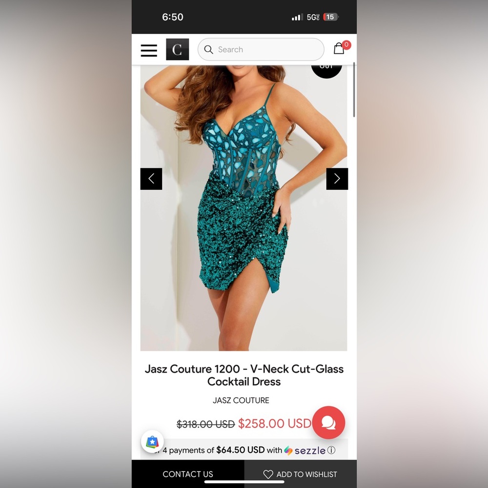Amelia Couture Teal V-Neck Mini Dress